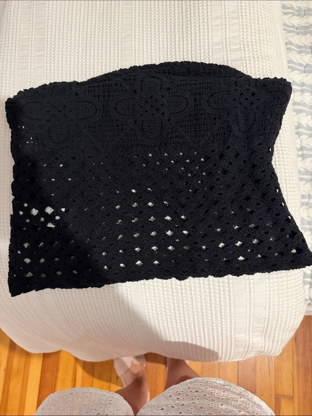 J. Crew Black Crochet strapless top
